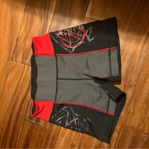Human Octane Men’s Compression Shorts Black Gray Red Size M